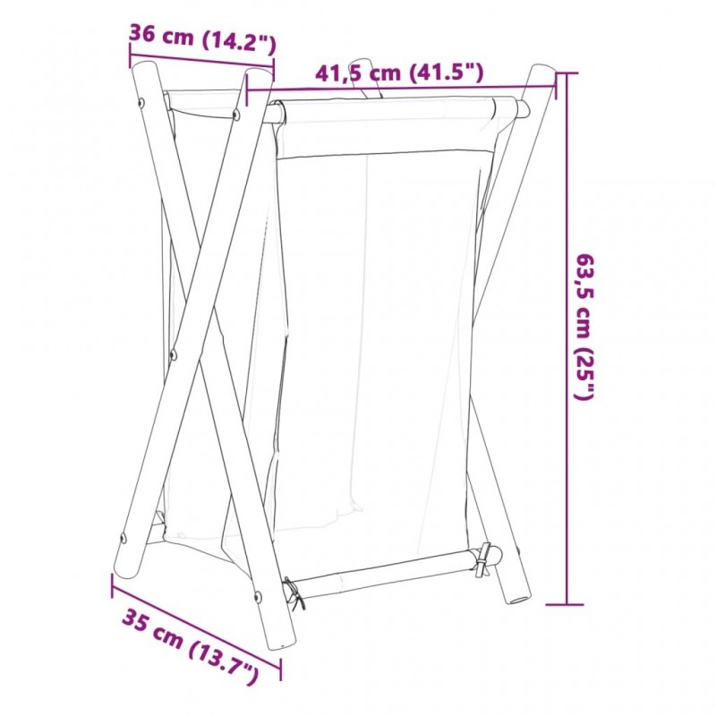 Laundry Basket Cream White 41.5x36x63.5 cm   Laundry Basket Cream White