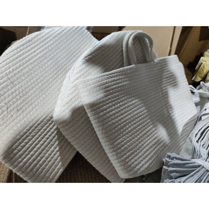 Laundry Basket Woven Cotton String Large Laundry Basket High Laundry Basket Foldable Basket