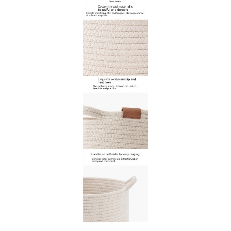 Laundry Basket Woven Cotton String Large Laundry Basket High Laundry Basket Foldable Basket