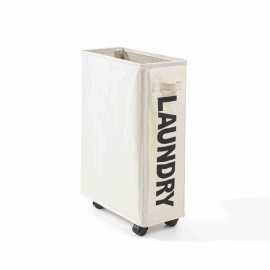Cloth Narrow High Folding Laundry Basket With Whee..