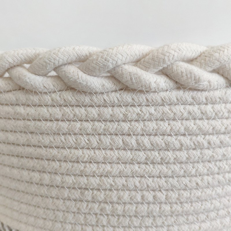 Cotton String Woven Laundry Basket Large Capacity Living Room Bedroom Toy Fabric Storage