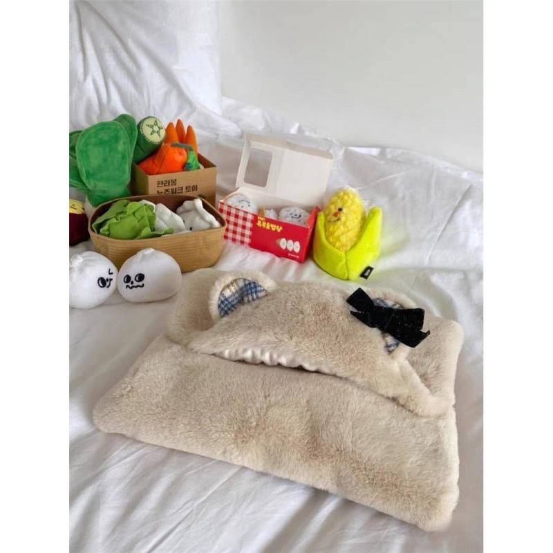 Pet Dog Cat Plush Cloak Clothes Cute Bear Blanket Autumn And Winter Warm Pad