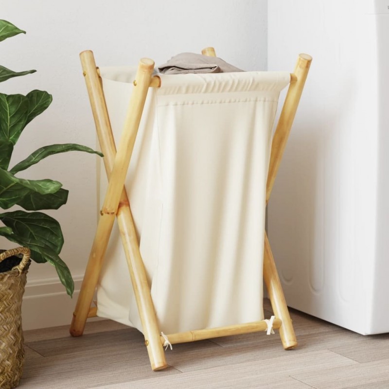 Laundry Basket Cream White 41.5x36x63.5 cm   Laundry Basket Cream White