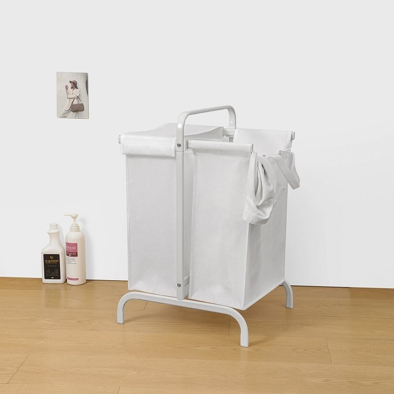 2-Tier Laundry Hamper 110L Large Oxford Clothes Basket Sorter With, Lid And Sorting Cards For Clothes & Toys Storage,White