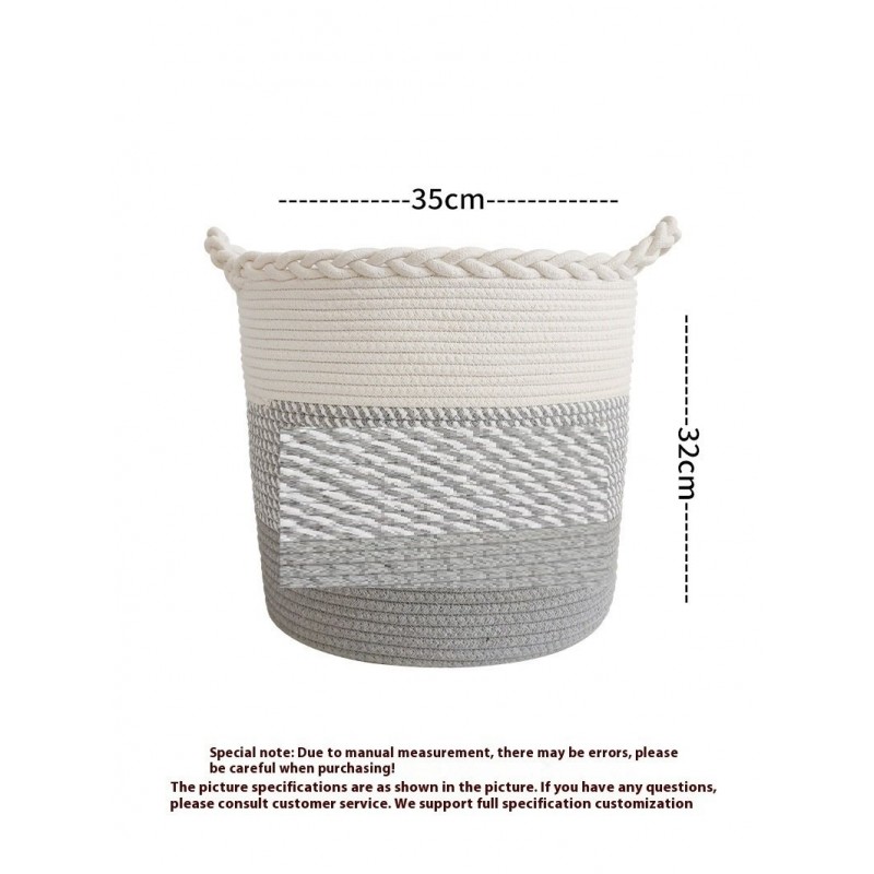 Cotton String Woven Laundry Basket Large Capacity Living Room Bedroom Toy Fabric Storage